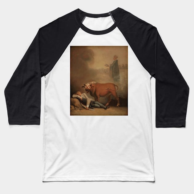 Niels Klim Thinks He Hears the Deacon When He is Awakened By a Bull by Nicolai Abildgaard Baseball T-Shirt by Classic Art Stall